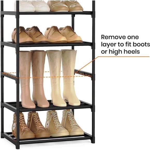 Narrow 10 Tiers Tall Shoe Rack for Entryway 20-24 Pairs Shoe and Boots Organizer - Picture 2 of 5